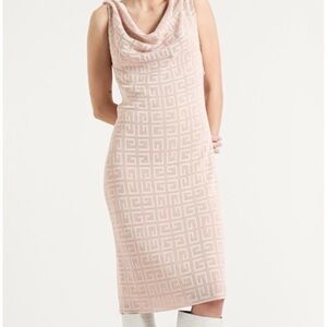 GIVENCHY 4G Jacquard Cowl Neck Draped Knit Midi Dress M NWT Retails for $3,000